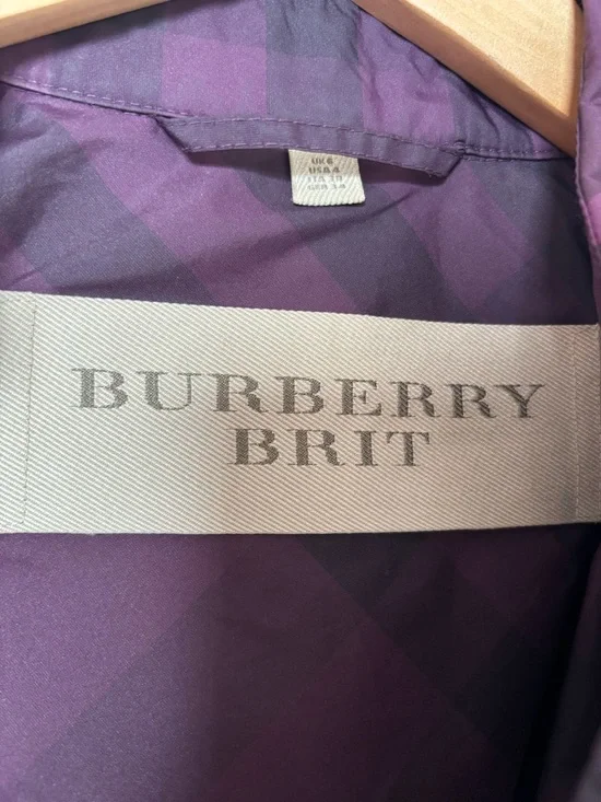 Rare Burberry Brit Plum Purple Novacheck Trench Coat - Picture 5 of 6